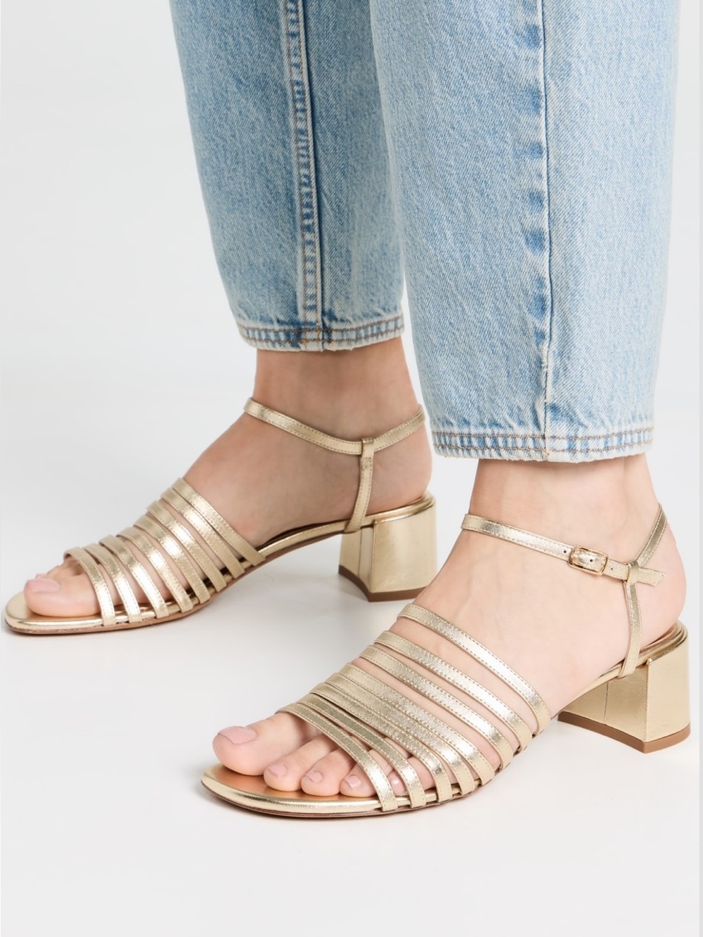 Mansur Gavriel
Sun Sandals 
$545 size 39 US 9 
Color: Gold